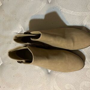 St. John's Bay Tan Suede Ankle Booties Slip-On Style
